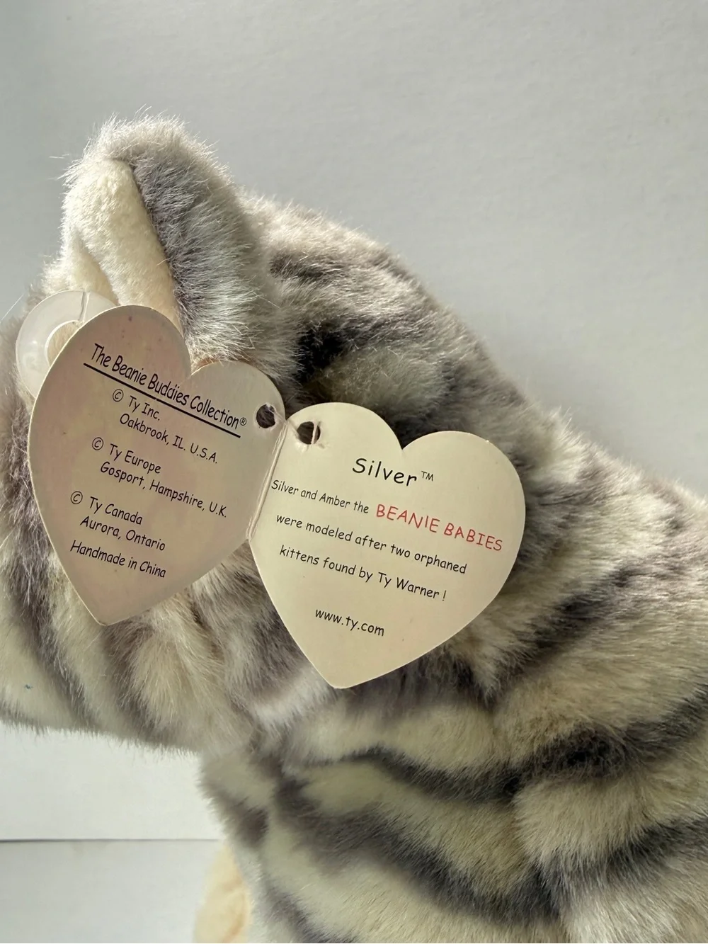 Ty Beanie Buddy Silver the Grey Tabby Cat 1999 – Mint Tags, Excellent Condition